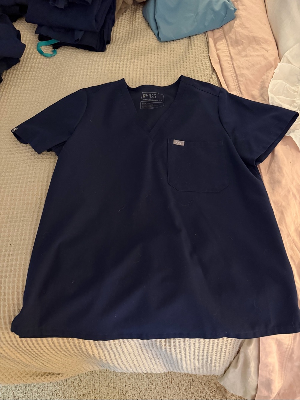 FIGS Navy Livingston Pants and Catarina Top